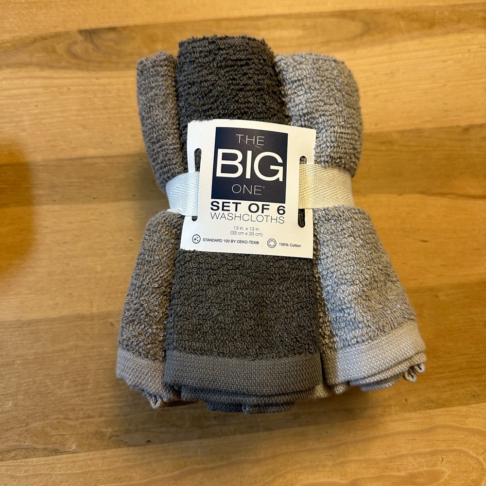 NWT Kohls The Big One Set of Six Washclothes